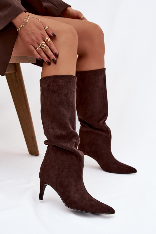 botas femininas Um modelo atraente aquecimento com salto fino CzekoladoParae Olivienne
