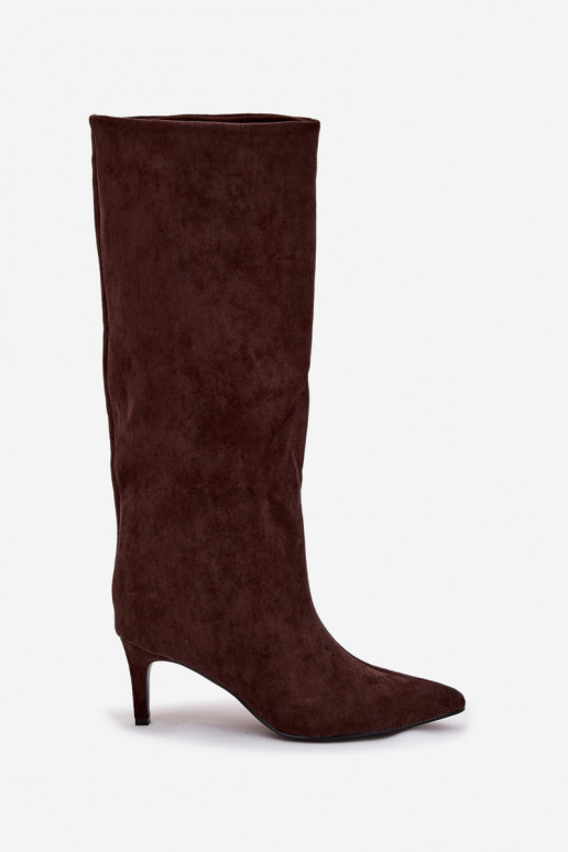 botas femininas Um modelo atraente aquecimento com salto fino CzekoladoParae Olivienne