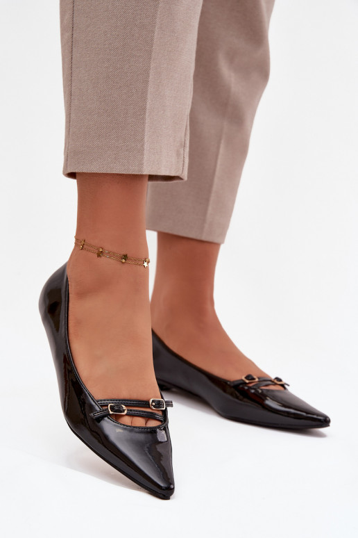 Bailarinas lacadas com alças cor preta Zarelia