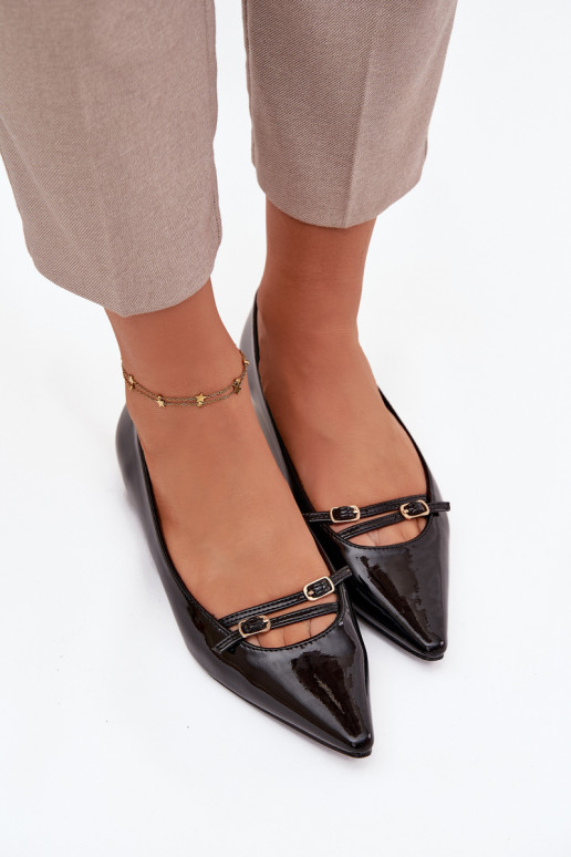 Bailarinas lacadas com alças cor preta Zarelia