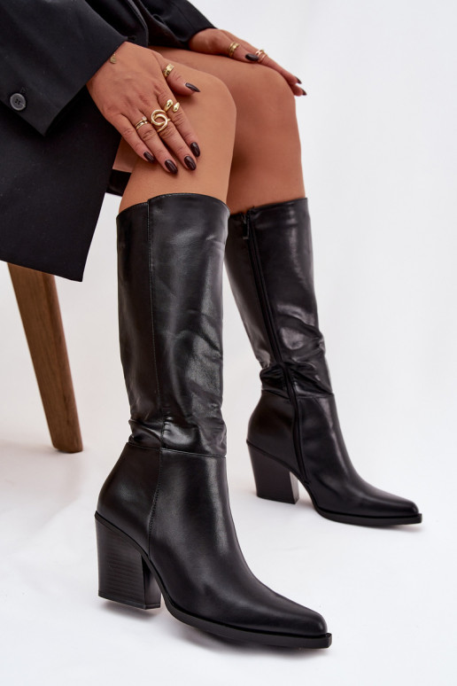 botas femininas com salto aquecimento cor preta Katelle