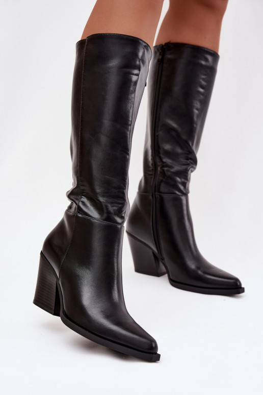 botas femininas com salto aquecimento cor preta Katelle