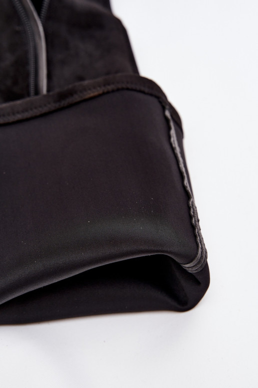 botas femininas acima do joelho com salto de camurça ecológicaoParae cor preta Tahlina