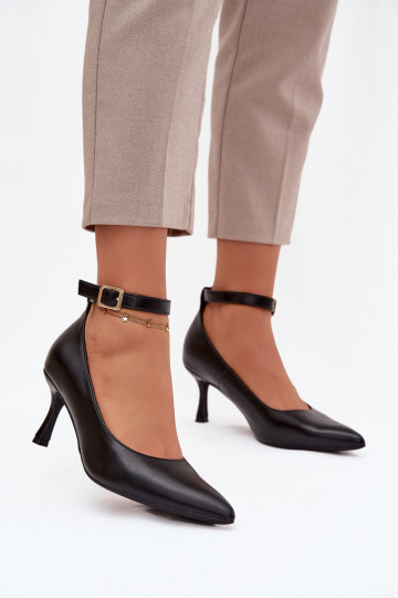 Sapatos de salto alto com tiras na cor preta Perrine 2