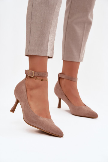 sapatos de salto alto Sapatode camurça ecológicau bege Devoria 2