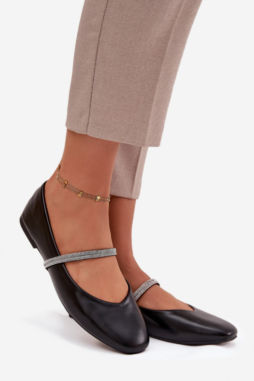 Bailarinas FemininoBłyszczącymi Paskami cor preta Ilirene