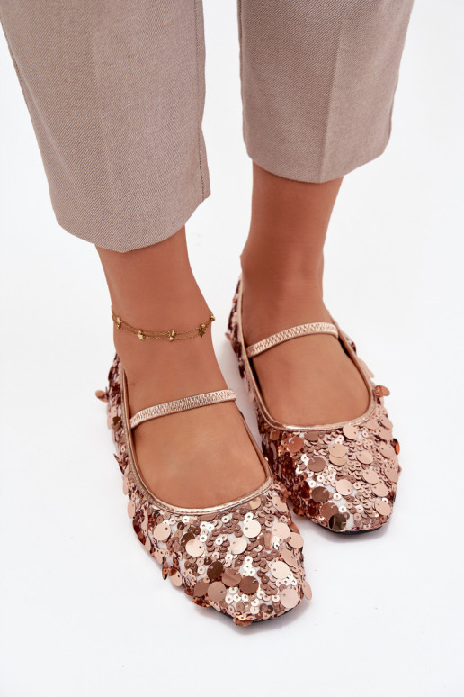 Bailarinas Ozdobione Cekinami cor rosa Szampańskie Terlina