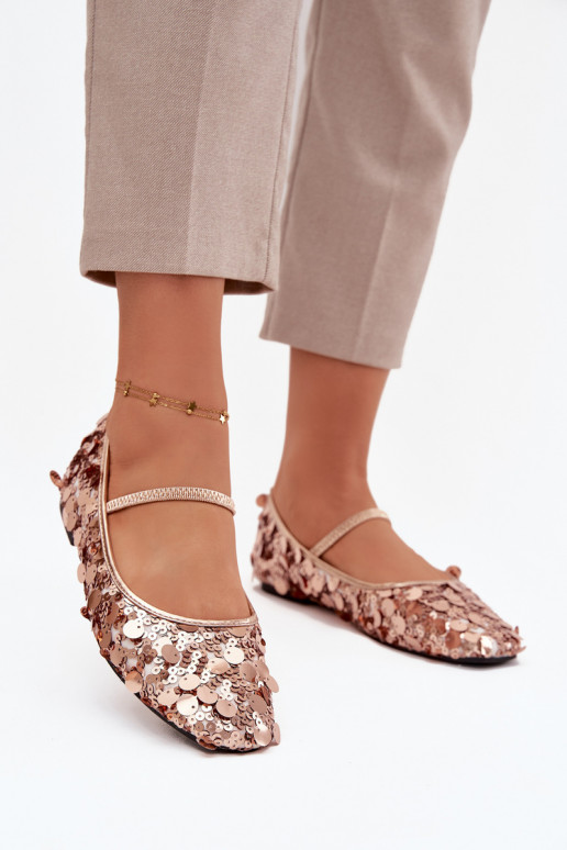 Bailarinas Ozdobione Cekinami cor rosa Szampańskie Terlina