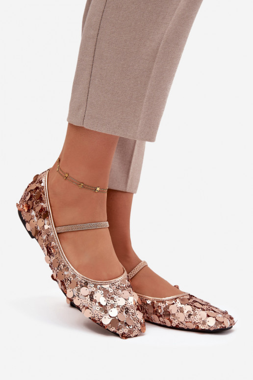 Bailarinas Ozdobione Cekinami cor rosa Szampańskie Terlina