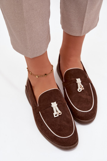 Mocassins femininos marrons de camurça sintética DarĮen