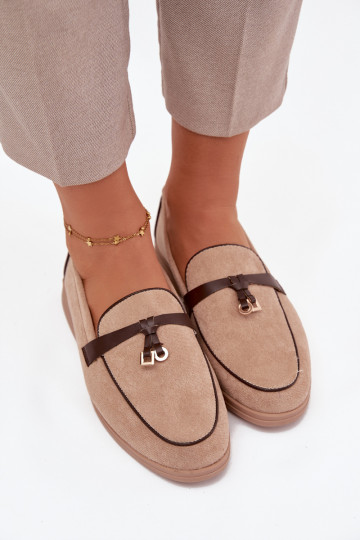 Mocassins Mocassins Femininode camurça ecológicau bege DarParaen