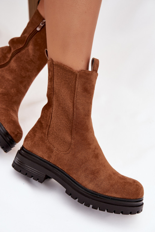 botas elegantes Feminino Casal o castelo cor marrom Julienne