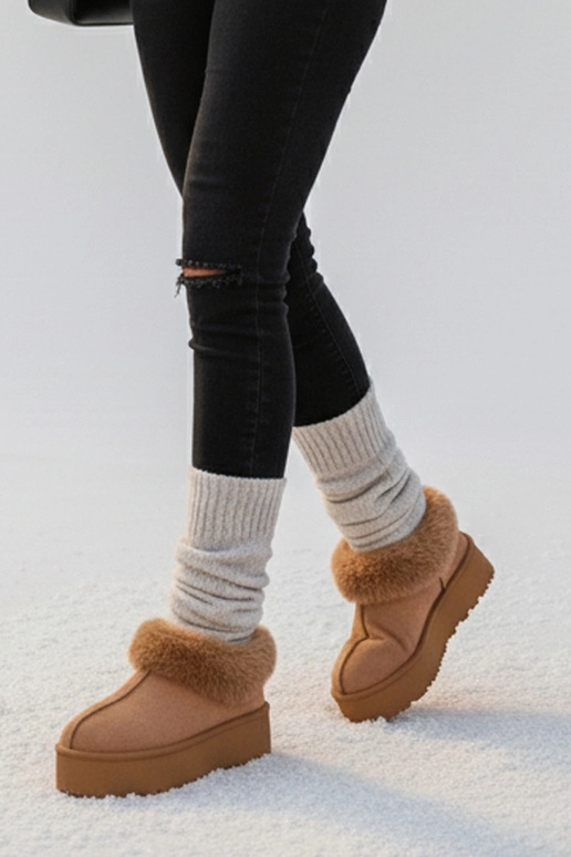 Botas de neve marrons com pelagem Deesi