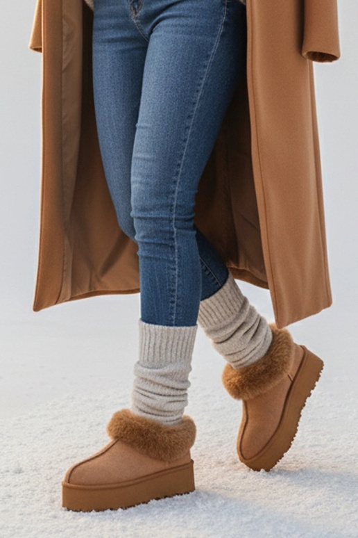 Botas de neve marrons com pelagem Deesi