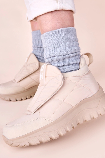 Botas de neve femininas cor areia com velcro Penny 2