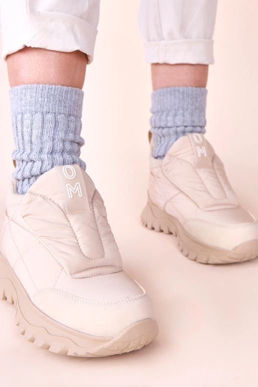 Botas de neve femininas cor areia com...