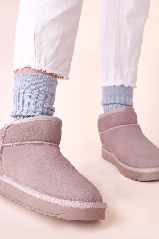 Botas de neve cinzas de camurça...