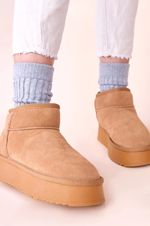 Botas de neve marrons de camurça...