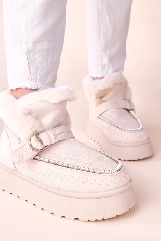 Botas de neve cor areia com aplicação...