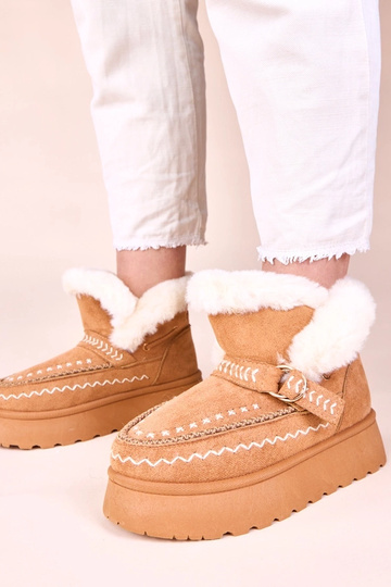 Botas de neve marrons com aplicação bordada decorativa Ciana