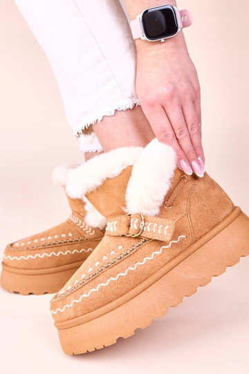 Botas de neve marrons com aplicação bordada decorativa Ciana 2