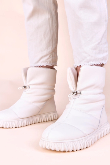 Botas de neve cor areia de couro natural com franzido Raschmi