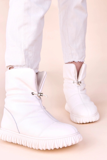 Botas de neve cor areia de couro natural com franzido Raschmi 2