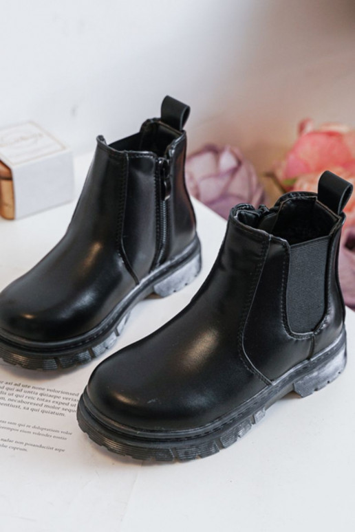 Botas infantis aquecidas na cor preta Porky