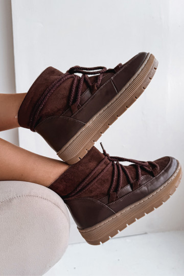 Botas de neve femininas com detalhes elegantes cor chocolate Rebekah