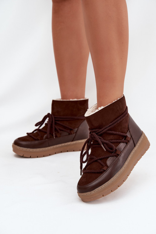 Botas de neve femininas com detalhes elegantes cor chocolate Rebekah