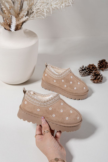 Botas de neve Infantilcom motivos floraisuszkami aquecimento com pelo por dentro bege Palina