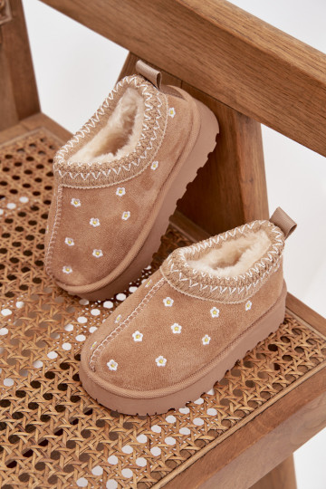 Botas de neve Infantilcom motivos floraisuszkami aquecimento com pelo por dentro bege Palina 2