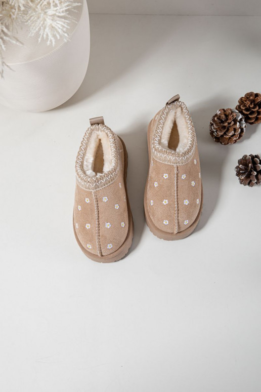 Botas de neve Infantilcom motivos floraisuszkami aquecimento com pelo por dentro bege Palina