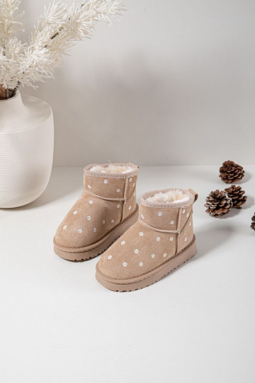 Botas de neve Infantil Ozdobione com motivos floraisuszkami bege Gracina