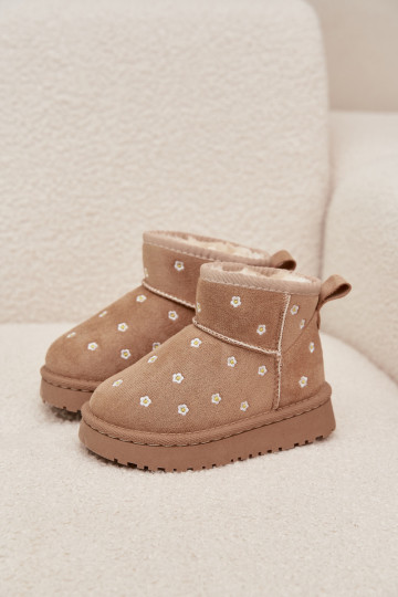 Botas de neve Infantil Ozdobione com motivos floraisuszkami bege Gracina 2