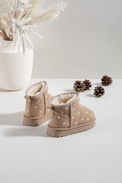 Botas de neve Infantil Ozdobione com motivos floraisuszkami bege Gracina