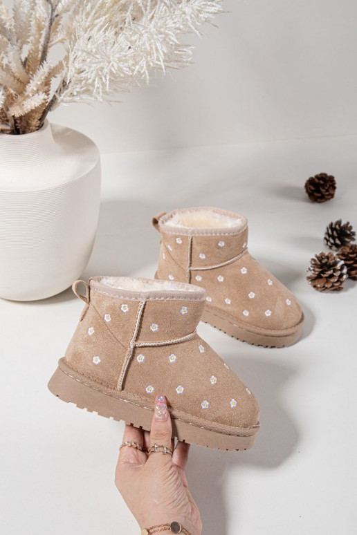 Botas de neve Infantil Ozdobione com motivos floraisuszkami bege Gracina