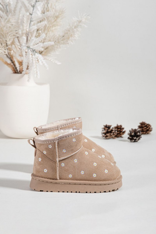 Botas de neve Infantil Ozdobione com motivos floraisuszkami bege Gracina