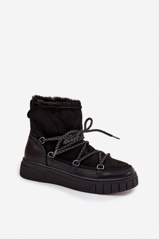 Botas femininas pretas para neve com detalhes estilosos Isalisse