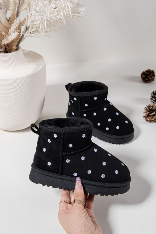 Botas de neve Infantilcom motivos floraisuszkami cor preta Gracina