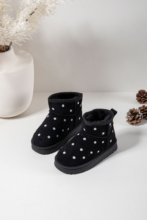 Botas de neve Infantilcom motivos floraisuszkami cor preta Gracina