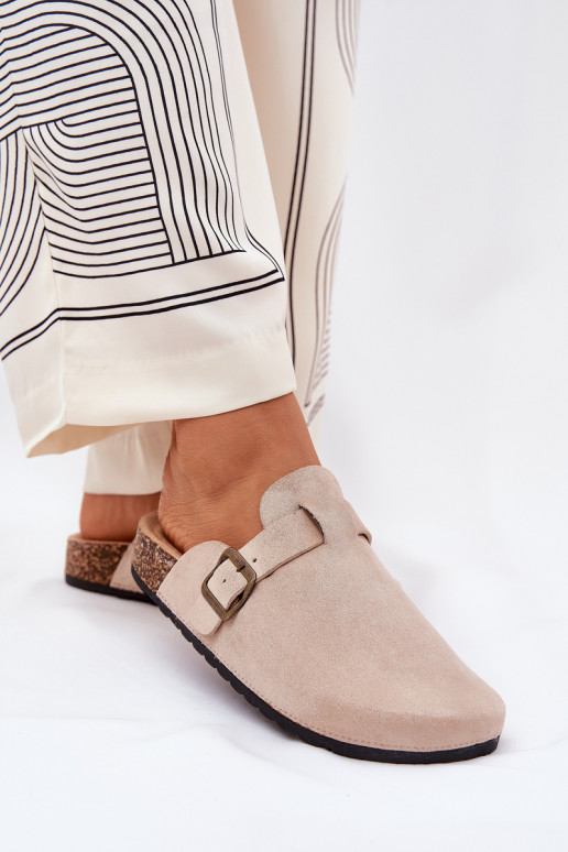 Chinelos ChodakI Feminino i com uma plataforma com fivelas bege Selio