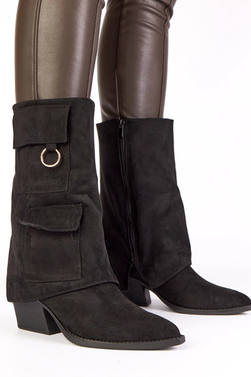 Botins pretos com bolso em salto Nadiia 2