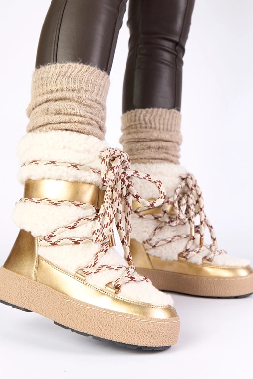 Botas de neve quentes com cadarço e...