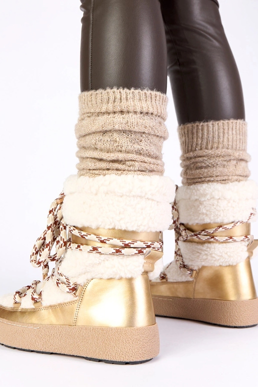 Botas de neve quentes com cadarço e...