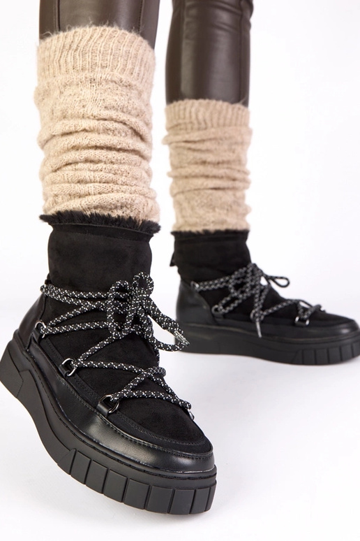 Botas de neve quentes pretas com...