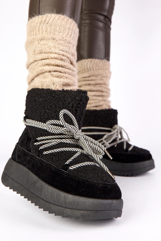 Botas de neve quentes pretas com...