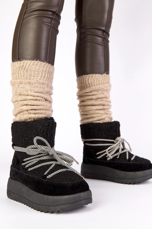 Botas de neve quentes pretas com...