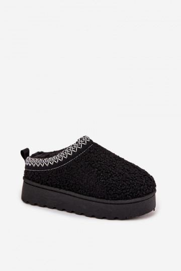 Botas de neve infantis para jovens com pelagem tipo Baranek em preto Selathiel