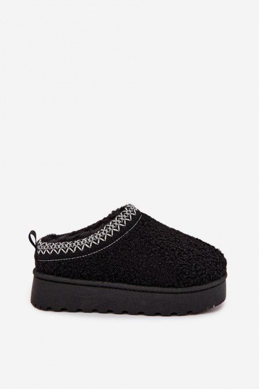 Botas de neve infantis para jovens com pelagem tipo Baranek em preto Selathiel